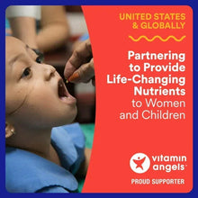 Kids multivitamin supplement card with child drinking from dropper