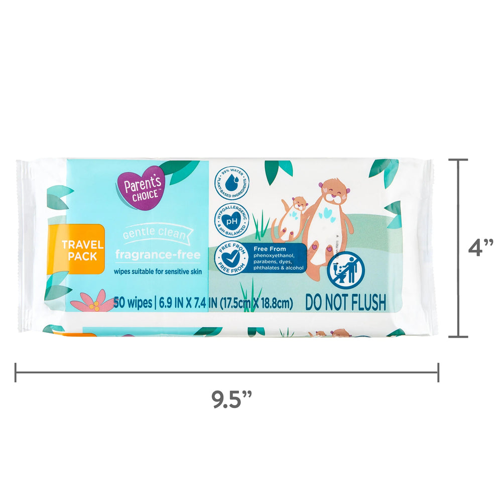 Parent's Choice Fragrance Free Baby Wipes, Travel-Pack, 50 Count - USA MEGA SHOP
