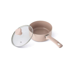 2 qt pink ceramic non-stick saucepan with glass lid and side pour handle