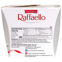 Raffaello ingredients and nutrition facts panel on box back
