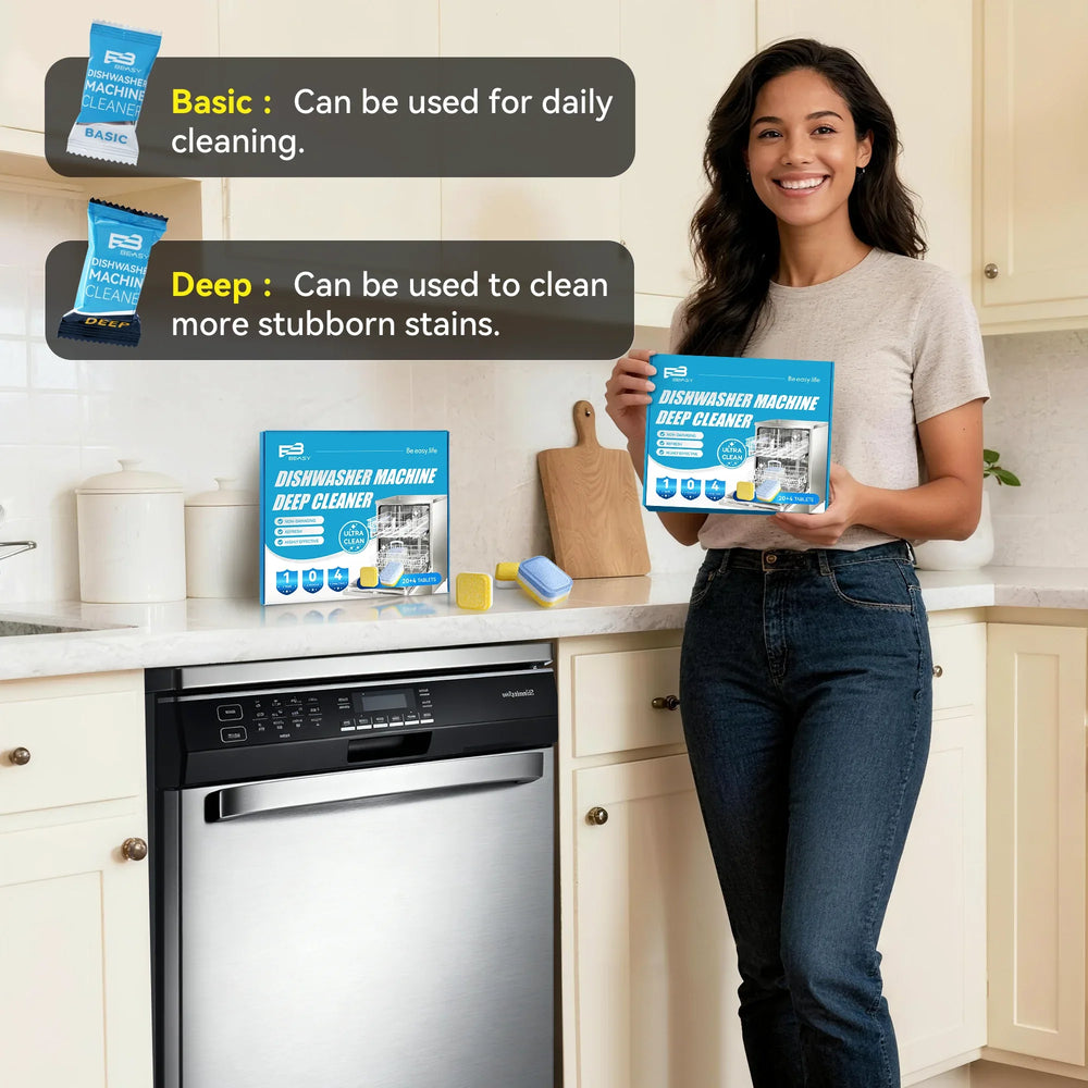 Beasy Dishwasher Cleaner Tablets - Powerful Descaler Pods to Remove Hard Water Buildup, Grease & Food Residue - 24 Tablets - USA MEGA SHOP