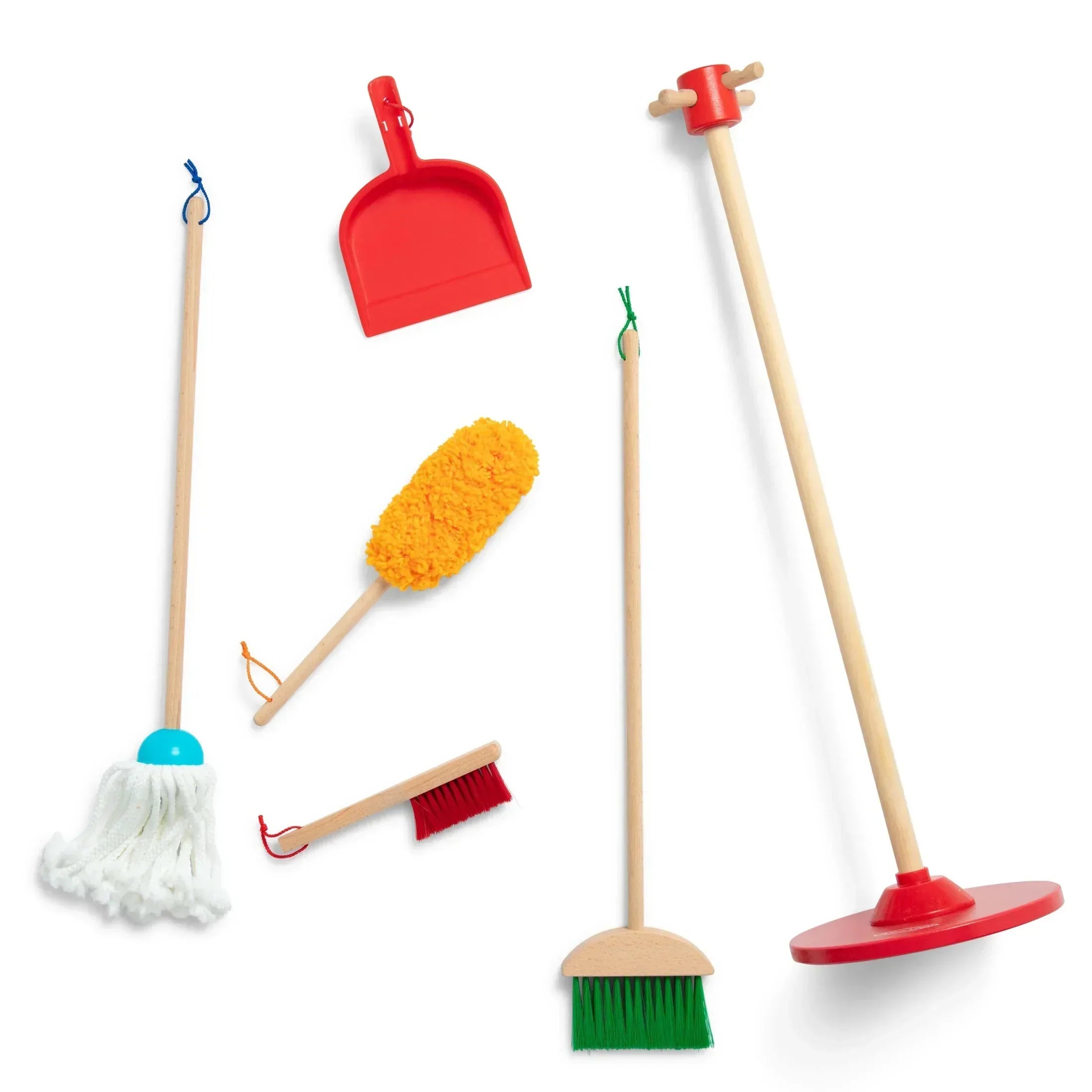 Melissa & Doug Dust! Sweep! Mop! 6-Pc Wood Pretend Play Preschool Cleaning Set - FSC Certified - USA MEGA SHOP