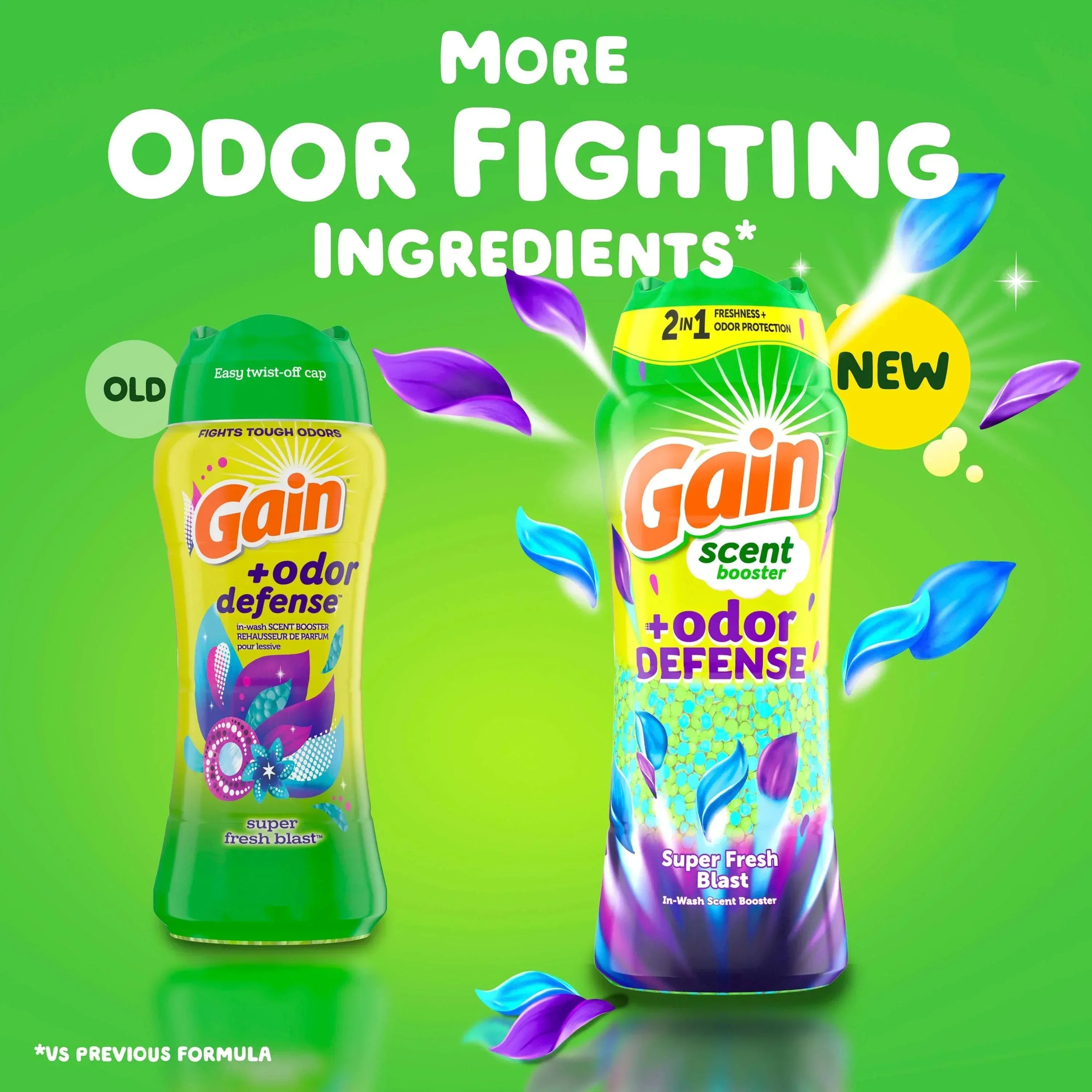 Gain Odor Defense 2-in-1 In-Wash Laundry Scent Booster Beads, Super Fresh Blast Scent, 4.8 oz