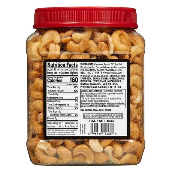 Kirkland Signature Whole Fancy Cashews, 2.5 lbs