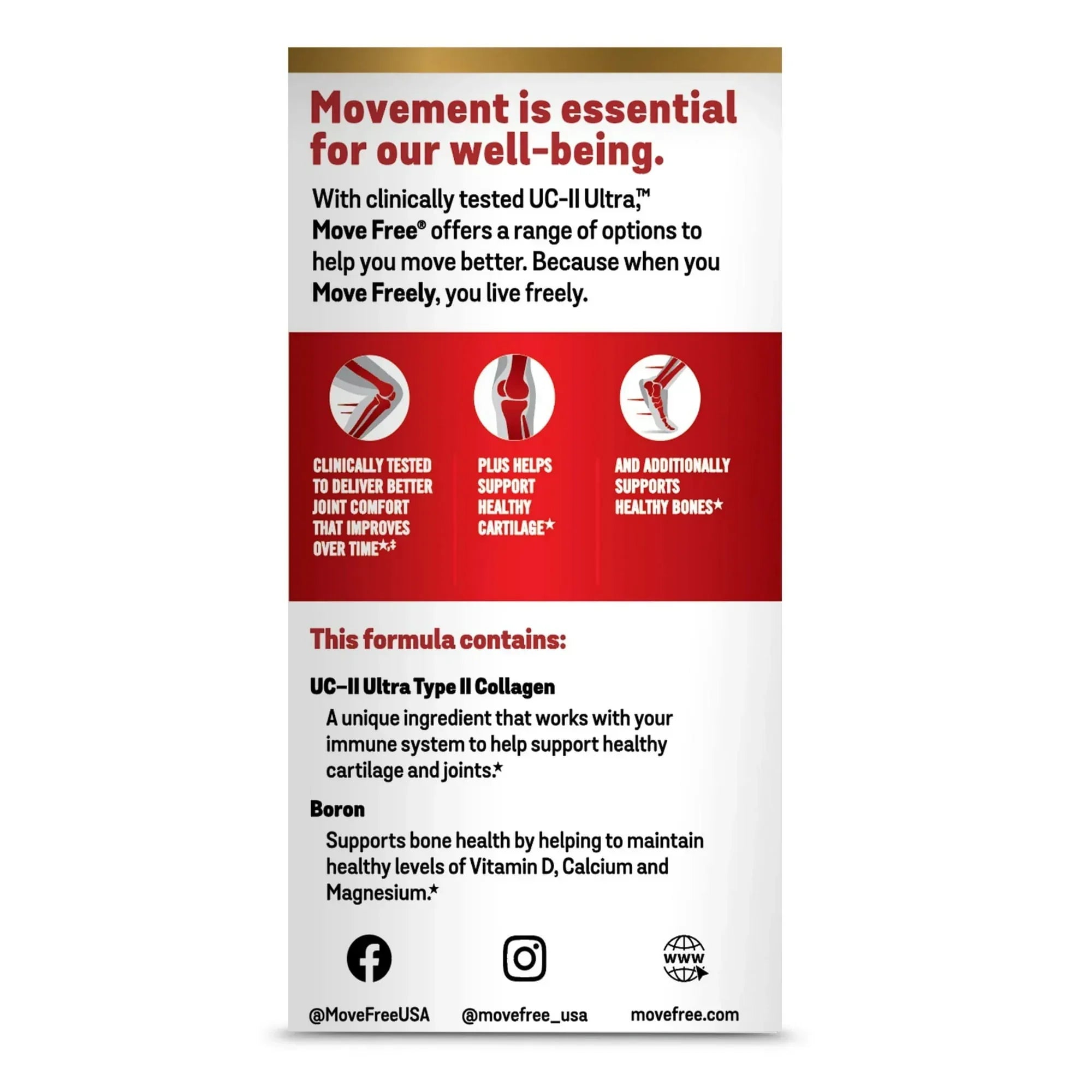 Move Free Ultra Triple Action Joint Health Supplement with Type II Collagen, Boron & Hyaluronic Acid, 37 Tablets