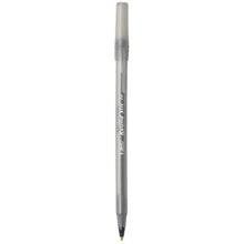 BIC round Stic ballpoint pen, medium point, black ink, clear barrel with black tip