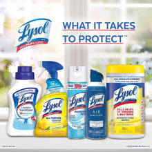 Lysol cleaning products assortment with Air Sanitizer spray bottle among items