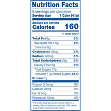 Nutrition Facts label for Cinnamon Streusel coffee cake