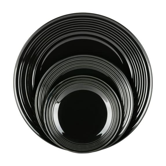 10 Strawberry Street Nova Black Round 62-Piece Stoneware Dinnerware Set, Service for 6