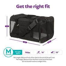 Black pet travel carrier with front zipper, mesh sides, and carry handle