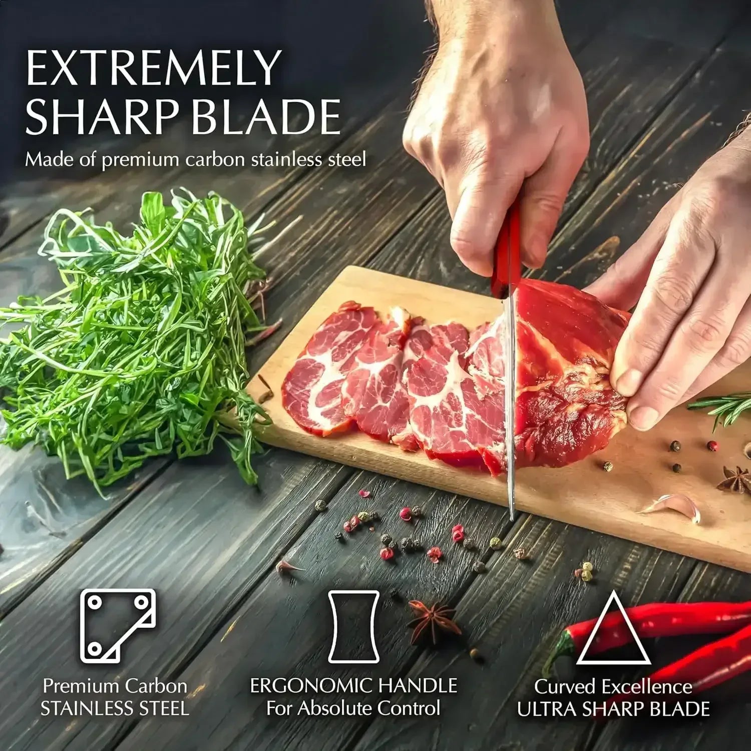 Moss & Stone Professional Kitchen Knife Chef Set, Small Knife Set With Block, Black Titanium Plated Kitchen Knife Set, Stainless Steel Scratch Resistant & Rust Proof Sharp Kitchen Knives.