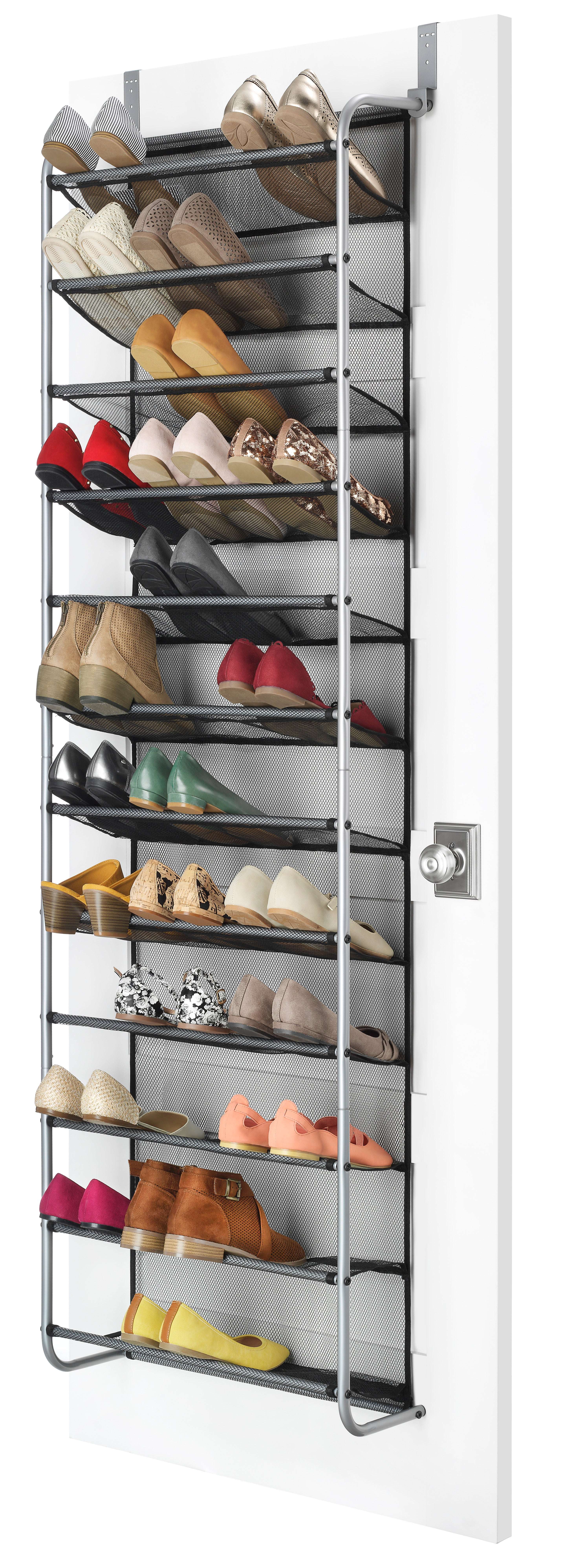 Mainstays Over-the-Door Hanging Shoe Rack, Fits up to 36 pairs, Space Saving, Mesh Lined Tear Resistant