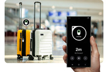 Black SmartTag2 key finder tag with key ring and phone app screen