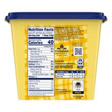 Nutrition Facts panel on side of vegetable oil spread tub, 40 calories