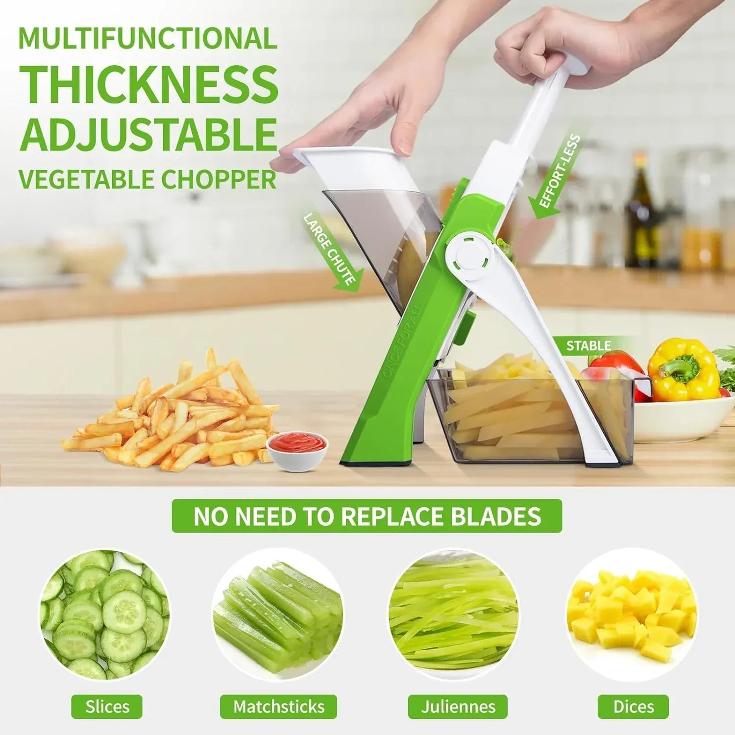 Mandoline Slicer for Vegetables Fruits, Adjustable Thickness Stainless Steel Food Cutter & Chopper, Safe and Quick Meal Preparation - USA MEGA SHOP