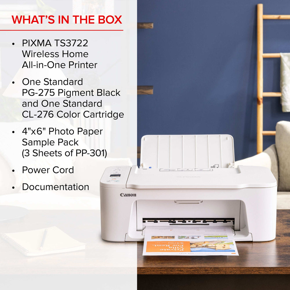 Canon PIXMA TS3722 All-In-One, Wireless Inkjet Printer for Home Office