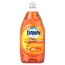 Dish soap bottle, Dawn Ultra antibacterial orange scent, 40 fl oz front view