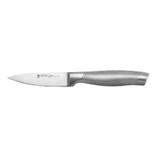Chef knife with stainless blade and textured gray handle