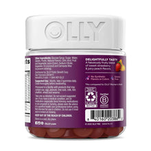 Gummy supplement bottle back label with ingredients, warnings, and certifications.
