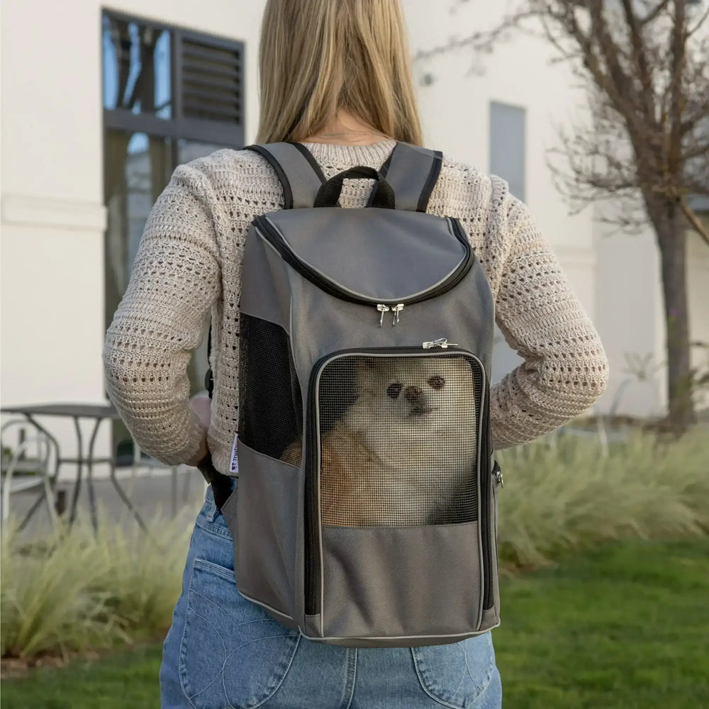 TrustyPup Medium Cat & Dog Travel Pet Backpack, Gray, 16 lb Limit - USA MEGA SHOP