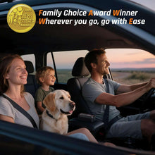 Cordless portable tire inflator placed in vehicle cabin with accessory storage nearby