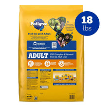 Pedigree Adult dry dog food bag, 18 lb, back label