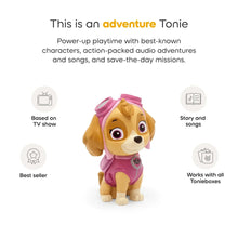 Paw Patrol audio toy figurine of a pink pup with feature icons and text on a card