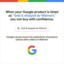Authenticity and shipping information card with multicolor Google logo