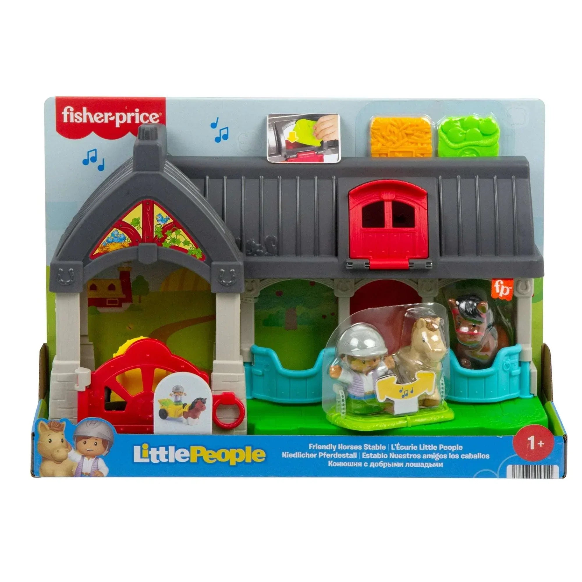 Fisher-Price Little People Friendly Horses Stable Toddler Playset with Sounds, 6 Play Pieces - USA MEGA SHOP