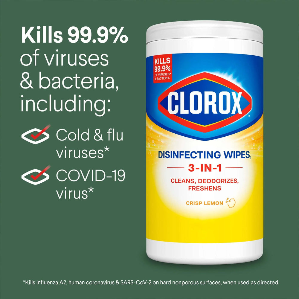 Clorox Disinfecting and Cleaning Wipes, Crisp Lemon and Fresh Scent, 75 Count Each, 3 Pack - USA MEGA SHOP