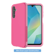 Pink slim rugged phone case with camera cutout and front screen opening