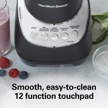 Black blender base with 12-function touchpad controls and buttons