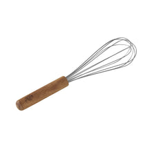 Wood-handled wire whisk with stainless steel loops