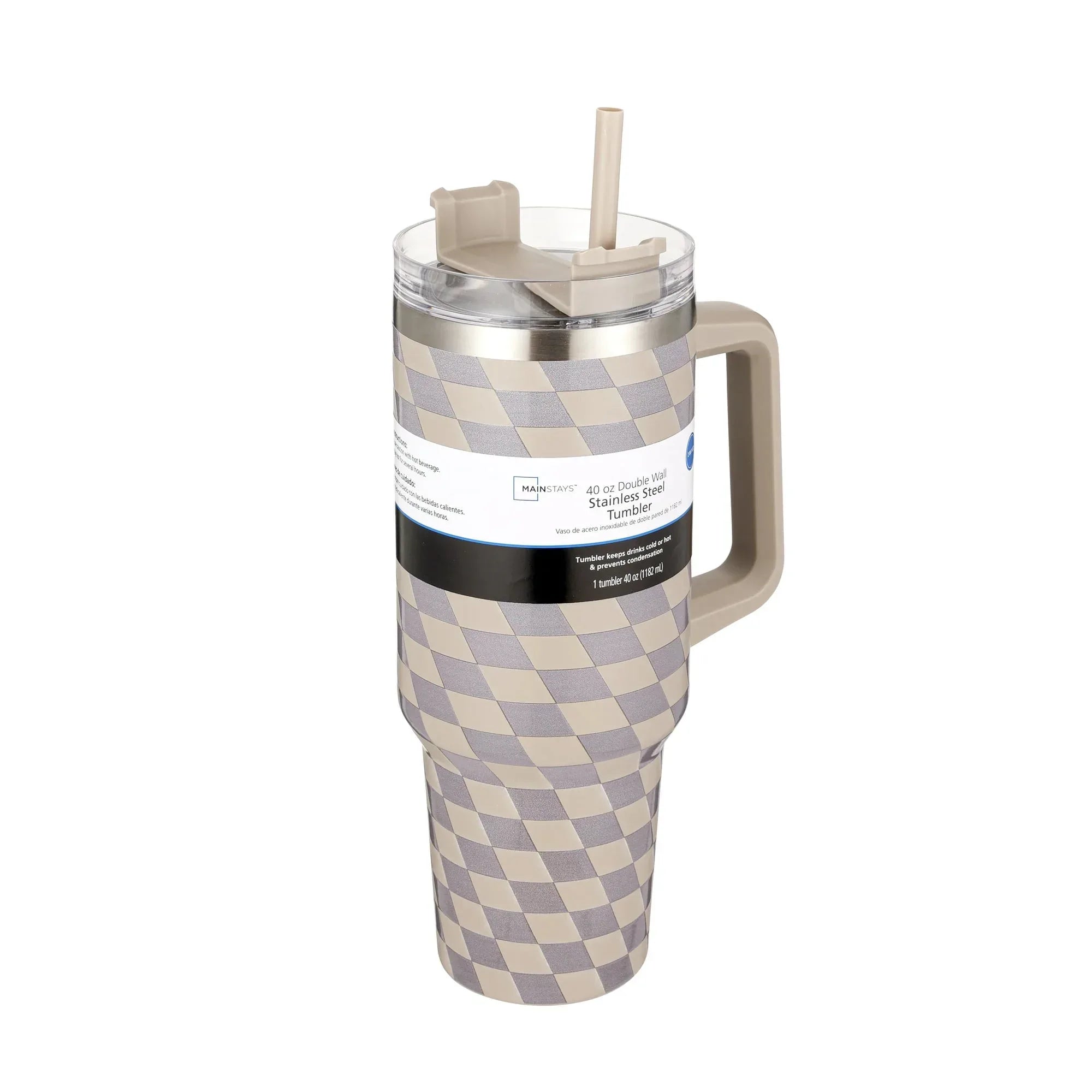 Mainstays 40oz Blue Diamond Pattern Tumbler Stainless Steel Double Wall
