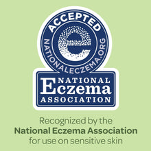 Eczema Association recognized badge for sensitive skin, circular emblem
