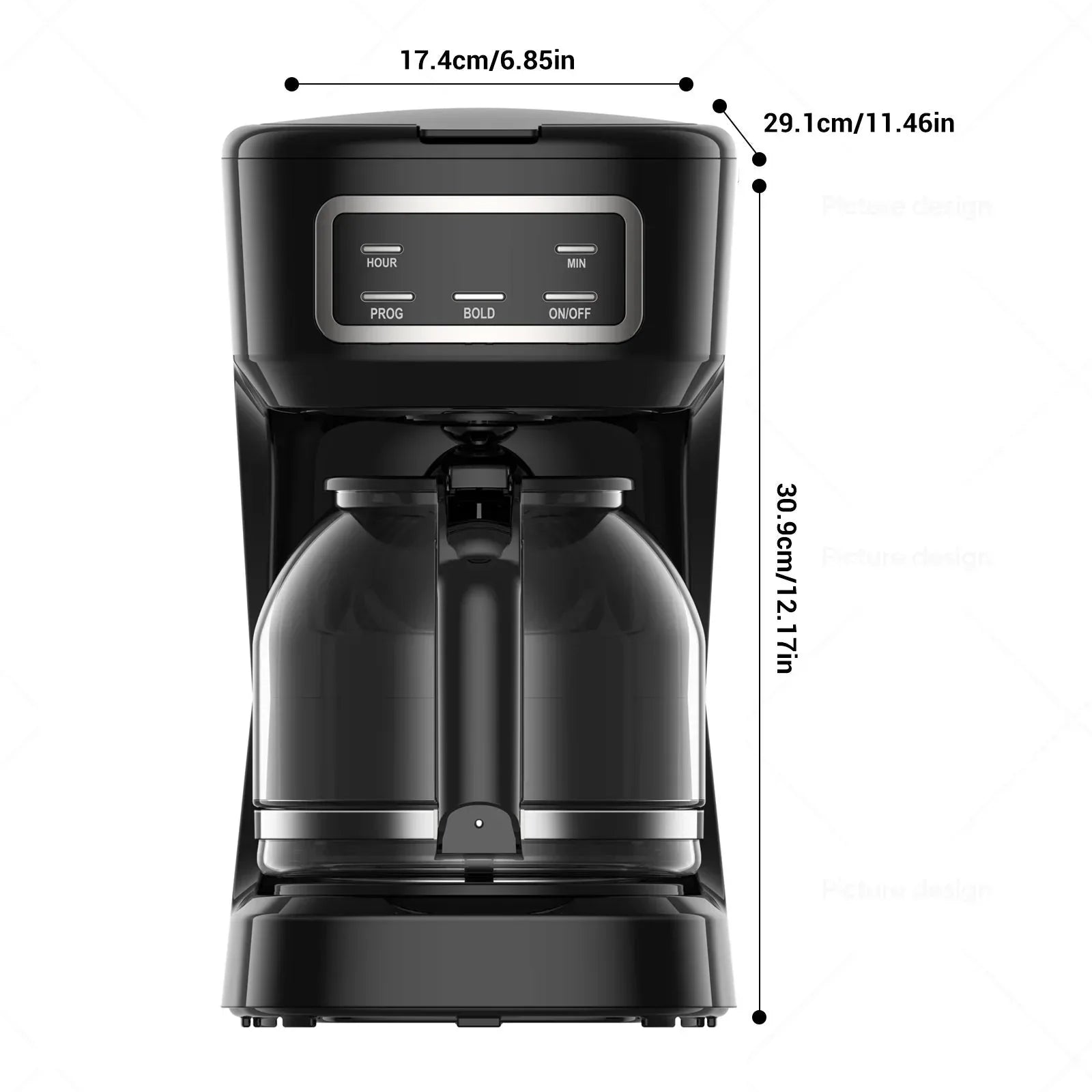 Mainstays CM1449-UL Black 12-Cup Programmable Drip Coffee Maker - USA MEGA SHOP