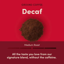 Decaf ground coffee granules, medium roast
