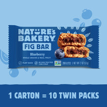 Blueberry fig bar twin pack in wrapper, shown flat on blue background
