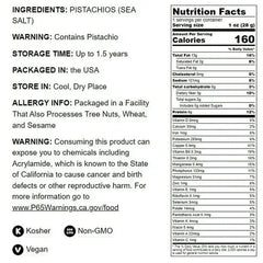 Pistachios Roasted and Salted, 0.5 Pounds - Kosher, Vegan - by Food to Live