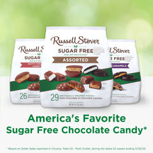 Russell Stover sugar-free assorted chocolate candy bag with pictured assorted chocolates