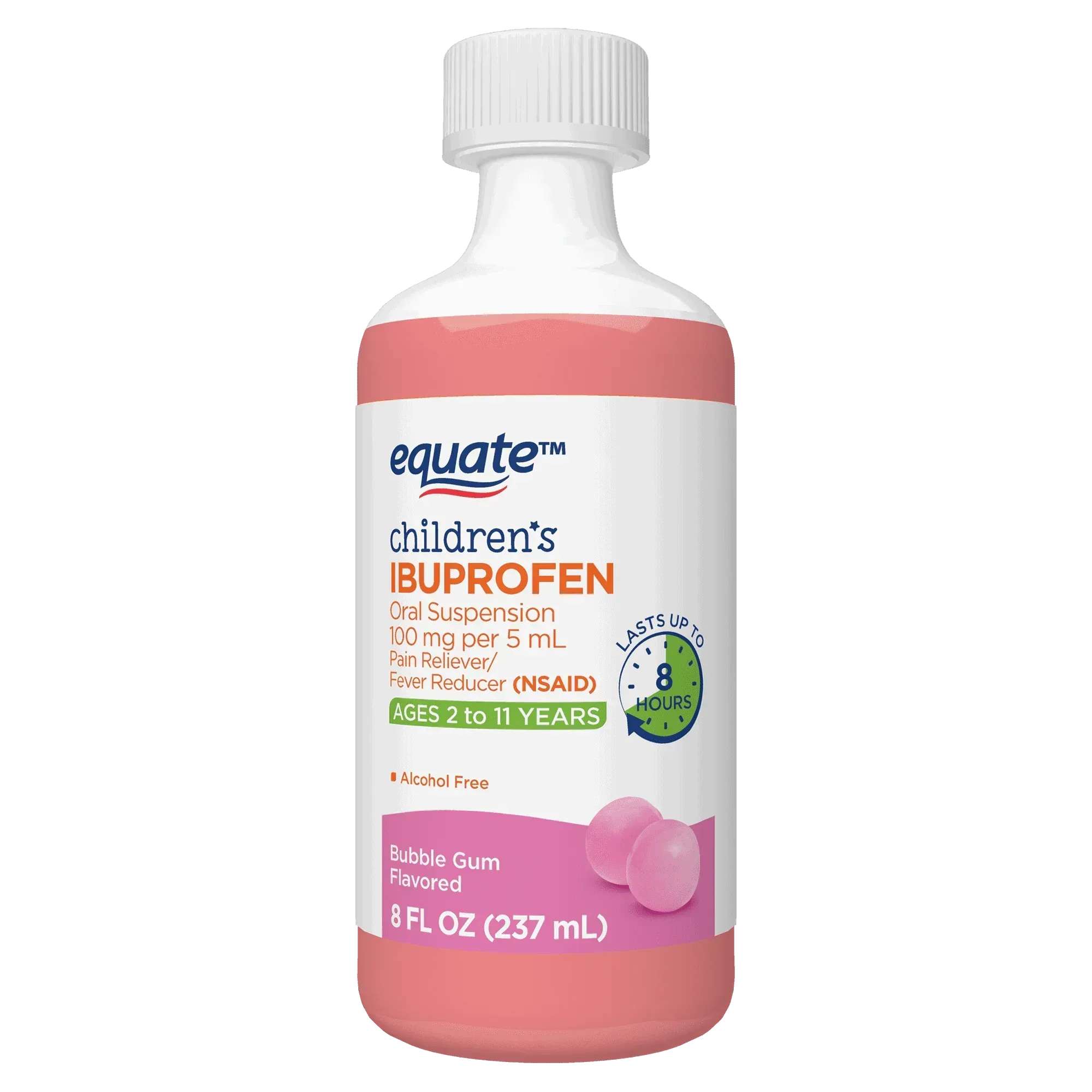 Equate Children’s Ibuprofen Oral Suspension, 100 mg/5 mL, Berry Flavor, Ages 2 to 11 Years, 8 fl oz