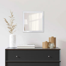 White framed square wall mirror