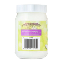 Organic coconut oil jar back label with barcode and satisfaction guarantee seal