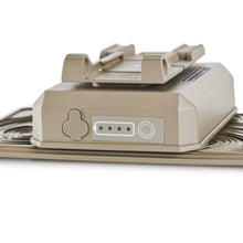 Solar power pack control box with multi-port panel and circular button