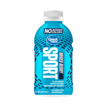 Hydration beverage bottle with No Added Colors, blue flavored label