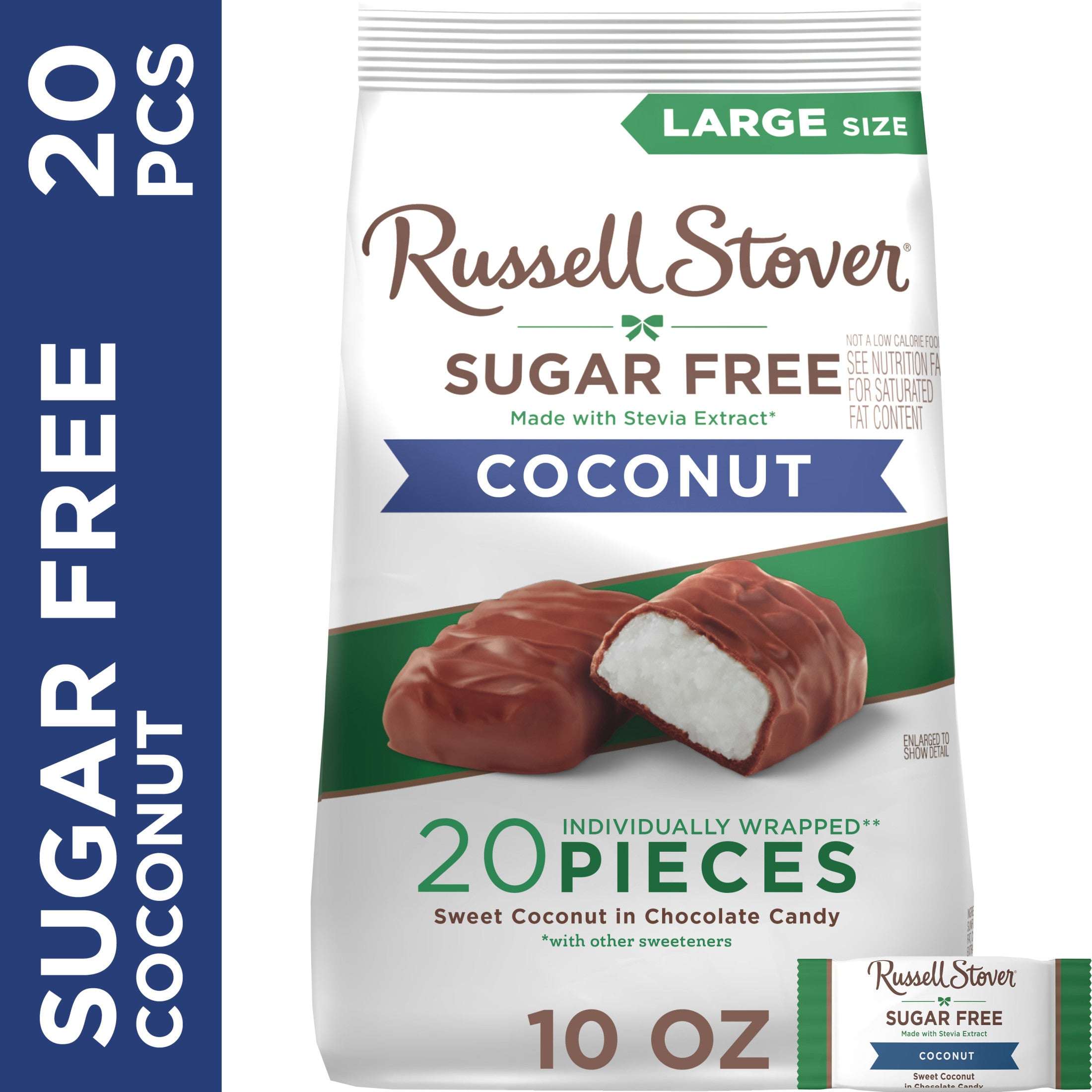 RUSSELL STOVER Sugar Free Coconut in Chocolate Candy, 10 oz. bag