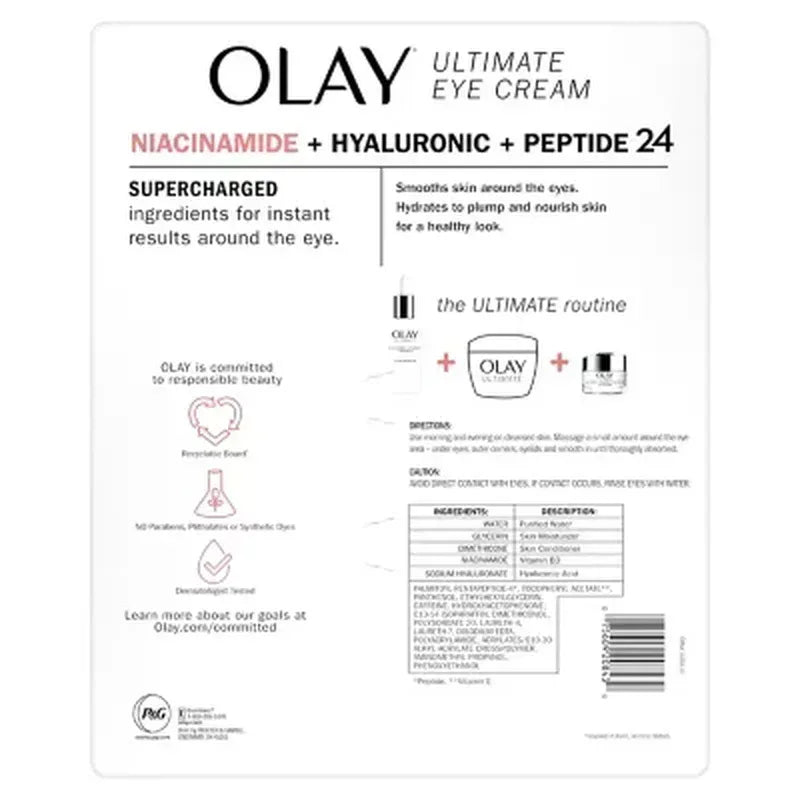 Olay Ultimate Niacinamide + Hyaluronic + Peptide Eye Cream (0.5 Fl. Oz., 2 Pk.)