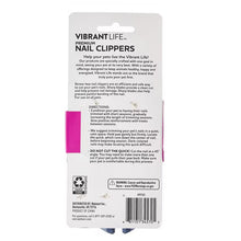 Back of Vibrant Life premium nail clippers box with product description and instructions