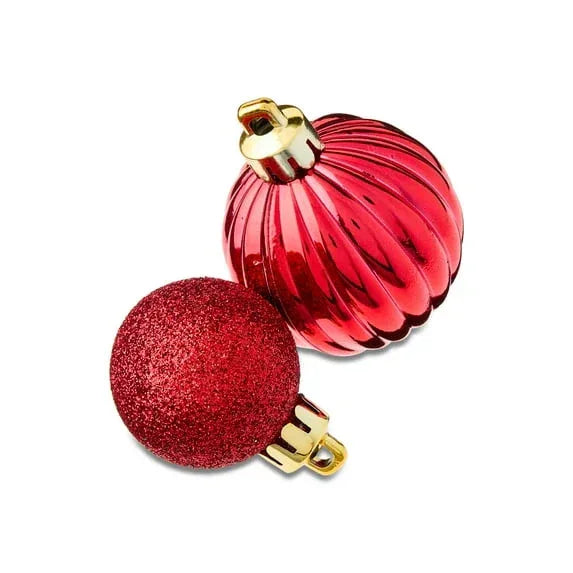 Mini Red Multi-Textured Shatterproof Christmas Ornaments, 20 Count, by Holiday Time - USA MEGA SHOP