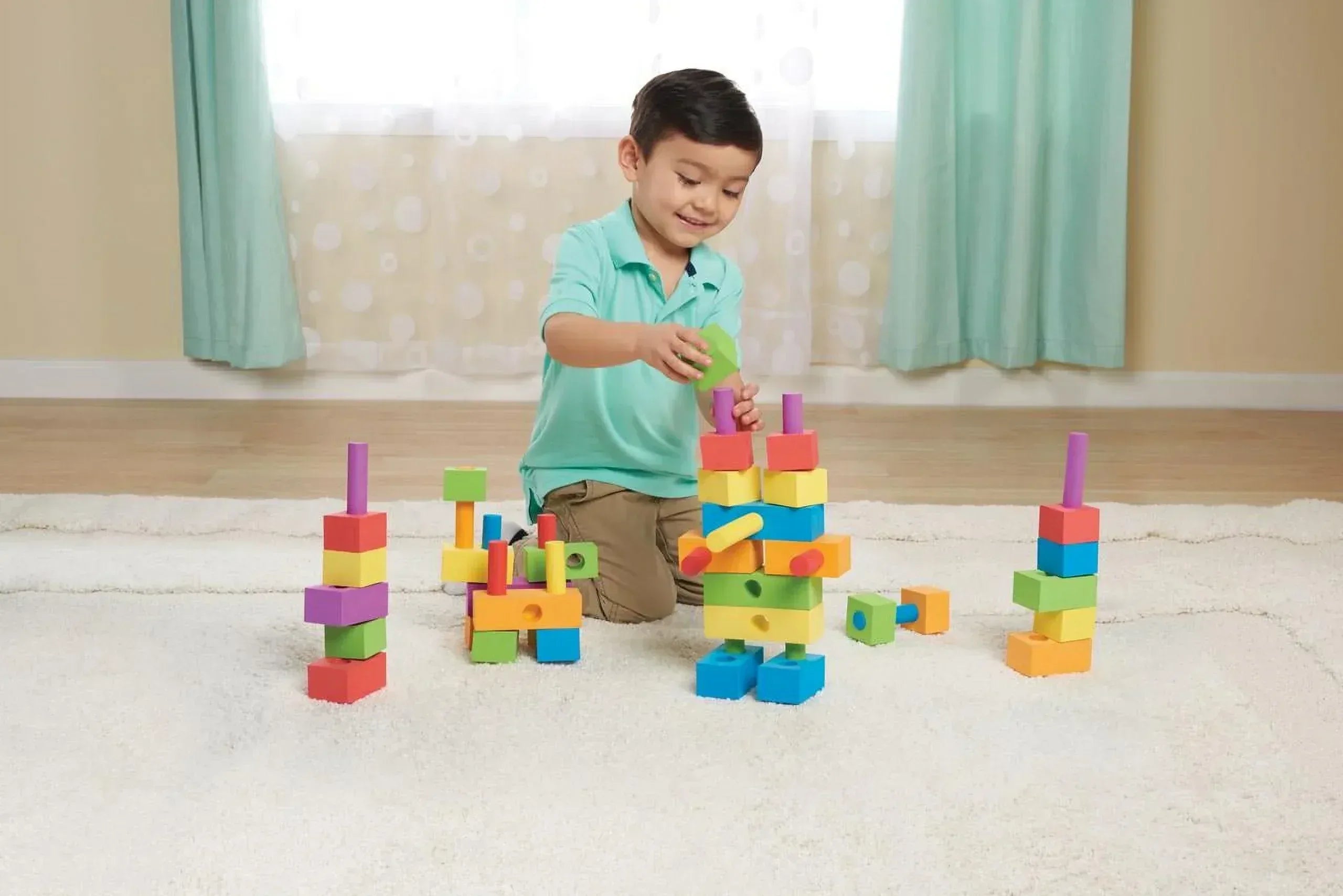 Spark Create Imagine Foam Peg Building Blocks, 100 Pieces, Baby and Toddler Toys - USA MEGA SHOP